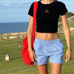 PacSun Black Cherry Embroidered Short Sleeve Tee